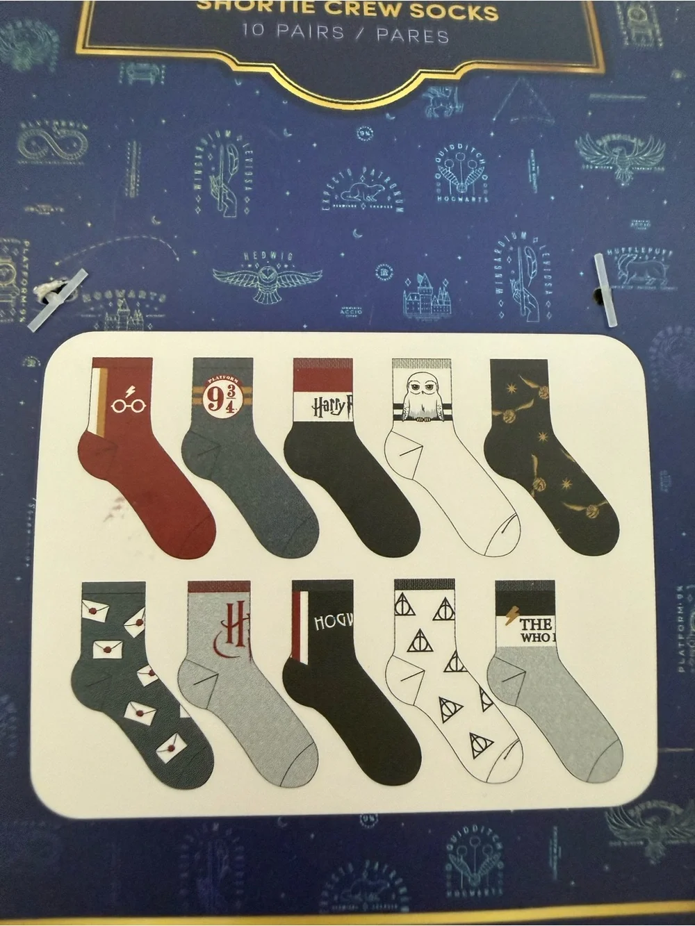 NWT Harry Potter Shortie Crew Socks 10 Pair Set Hogwarts Shoe Size 4-10
